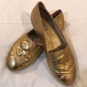 Gold skull espadrilles